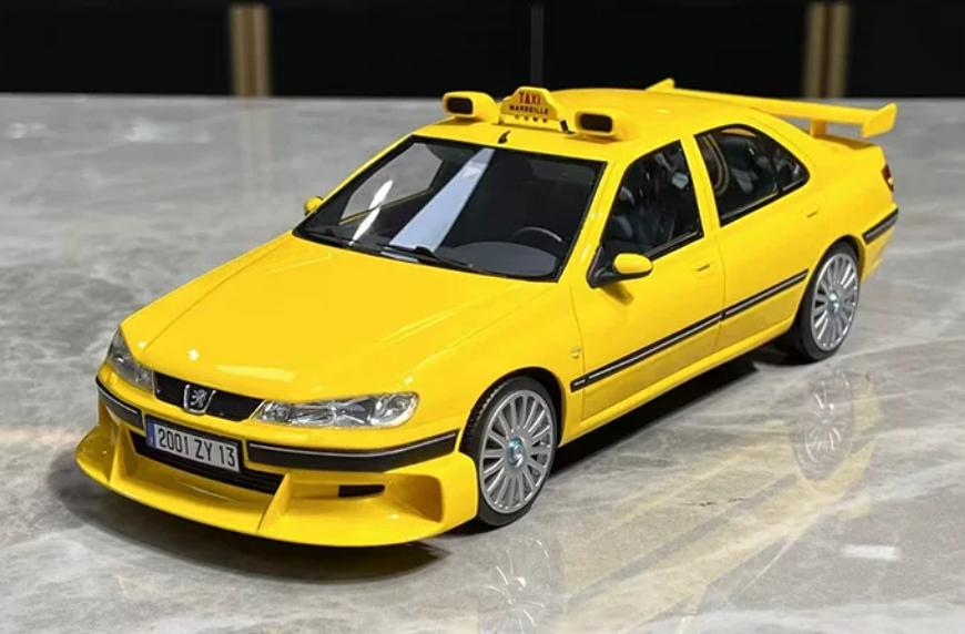 1:18 Peugeot 406  Yellow  VEHICLE Art Taxi Express with Wings LTD 300PCS ONLY Resin car Model