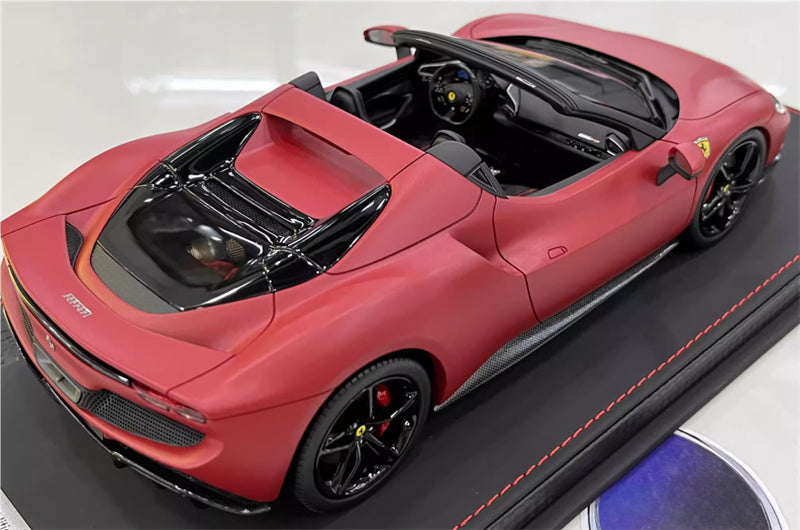 BBR MODELS Ferrari 296GTS convertible Matte Red Black Wheel Red caliper Leather base Limited Edition 1:18 Car Pre-built Model view7