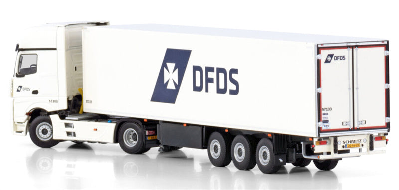 WSI ACTROS MP5 GIGA SPACE 4X2 REEFER TRAILER - 3 AXLE DFDS 1:50 Truck Pre-built Model