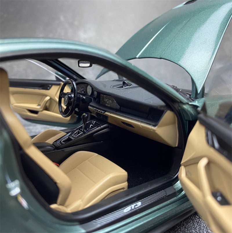 NOREV 2021 Porsche 911 GT3 Malachite green gold wheel No tail version 1:18 Car Pre-built Model view4
