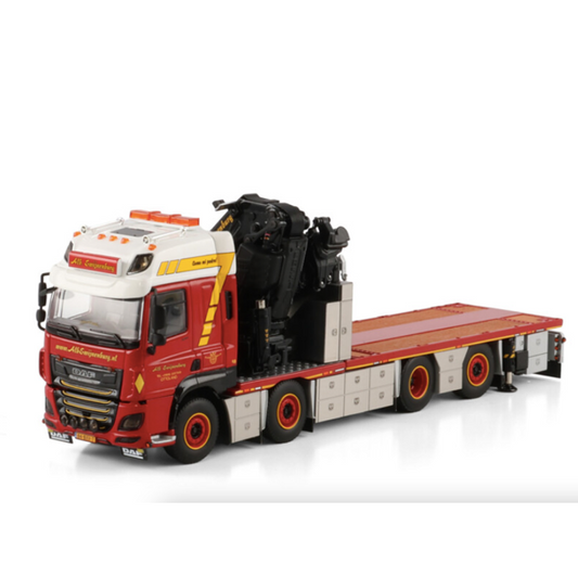 1:50 DAF ALB. SWIJNENBURG CAB MY2017 FLATBED TRUCK 8X2 W/ FASSI 1100 + JIB WSI Diecast Model