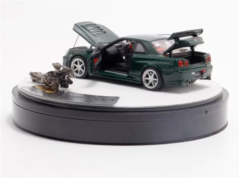 1:64 Nissan Nismo GTR R34 Z-TUNE Luxury Box Limited Edition 999pcs ONLY  British Green PGM x onemodel DIECAST Model