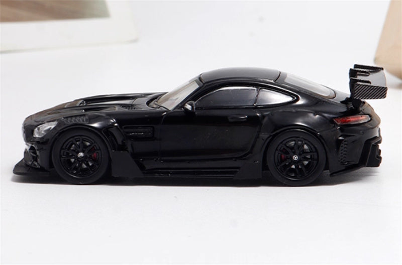 BSC Mercedes AMG GT-S Carbonerre modified big rear wing sports car glossy black Limited Edition 1:64 Car Pre-built Model view3