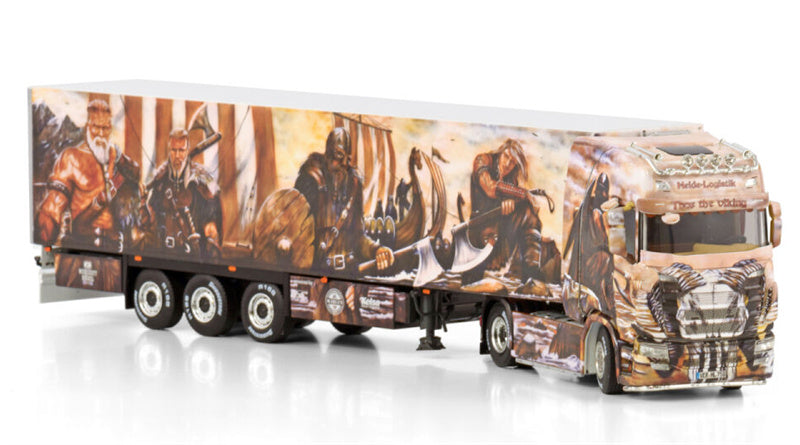 WSI SCANIA S HIGHLINE CS20H 4X2 REEFER TRAILER - 3 AXLE Heide Logistik 1:50 Model