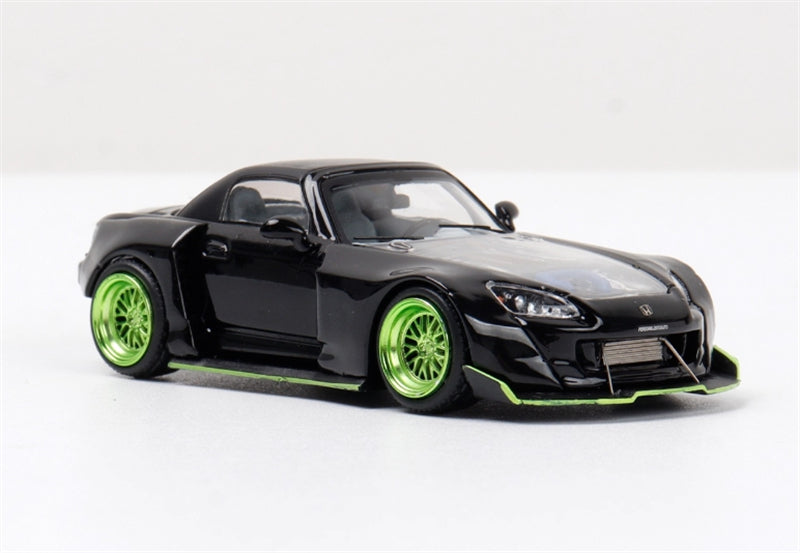 RHINO MODEL Honda S2000 Wide body Convertible Roadster Black Limited Edition 699PCS ONLY 1:64 car Pre-built Model view6