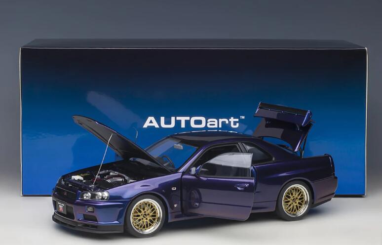 AUTOART Nissan Skyline GT-R (R34) V-Spec II with BBS LM wheels midnight purple 1:18car Pre-a Model