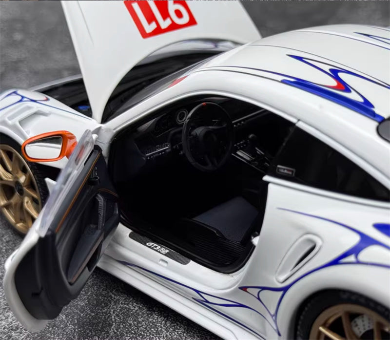 1:18 PORSCHE 911 (992) GT3 RS 2023 White Orange Decor  MINICHAMPS  DIECAST Car Model
