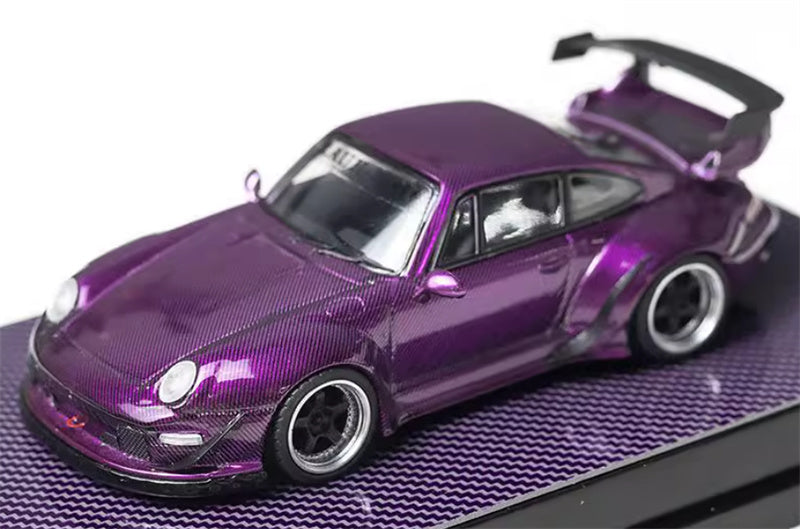 FLAME Porsche RWB 993 All Carbon Purple Limited Edition 499PCS ONLY 1:64 Car Pre-built Model view1