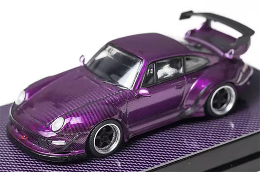 FLAME Porsche RWB 993 All Carbon Purple Limited Edition 499PCS ONLY 1:64 Car Pre-built Model view1