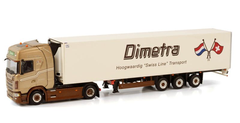 WSI SCANIA S HIGHLINE CS20H 4X2 REEFER TRAILER - 3 AXLE Dimetra 1:50 Truck Pre-built Model