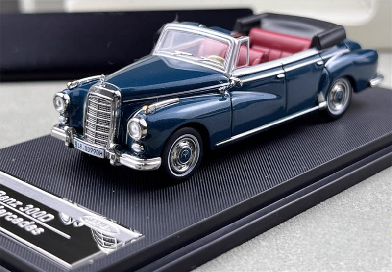 SEEKER Mercedes Benz 300D Adenauer W189 1959 convertible Soft top Blue 1:64 Car Pre-built Model view4