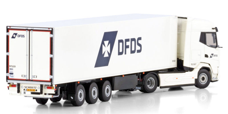 WSI DAF XG 4X2 REEFER TRAILER - 3 AXLE DFDS 1:50 Truck Pre-built Model