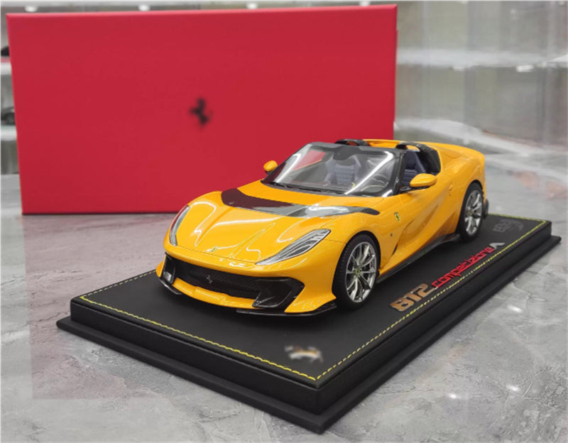 BBR MODELS Ferrari 812 Competitione A Convertible Edition Metallic yellow Silver Wheel Blue calipers Limited Edition 15PCS ONLY Leather base 1:18 Car Pre-built Model view8