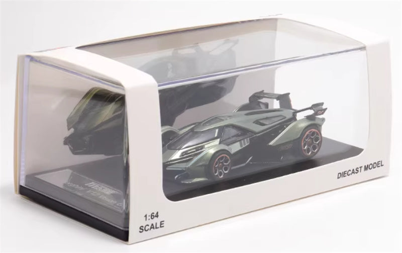 LeManFang Lamborghini V12 Vision VGT Concept Car Metal Green 1:64 Car Pre-built Model view7