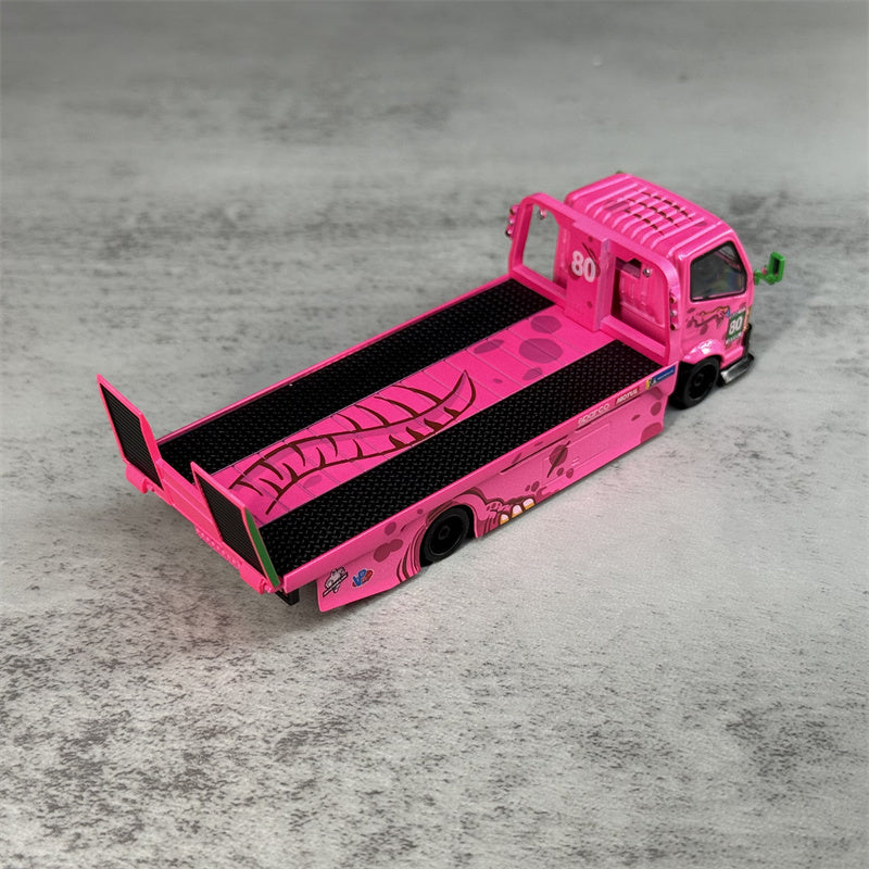 1:64 Hino H300 Dinosaur Painting Pink Mega Gear DIECAST Model