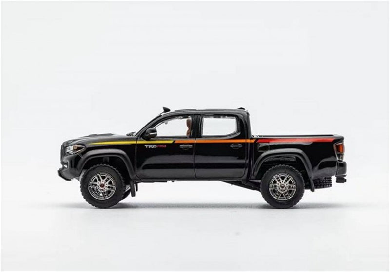 GCD TOYOTA Tacoma TRD PRO Pickup Black with Stripes LHD 1:64 Truck Pre-built Model view6
