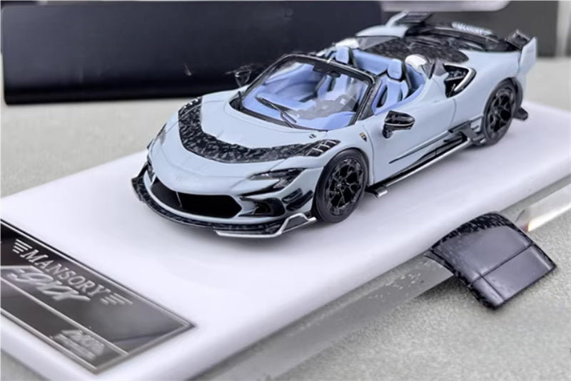 HKM Premium Mansory modified version Ferrari SF90 F9XX supercar grey convertible Limited Edition 1:64 Car Pre-built Airliner Model Display view1