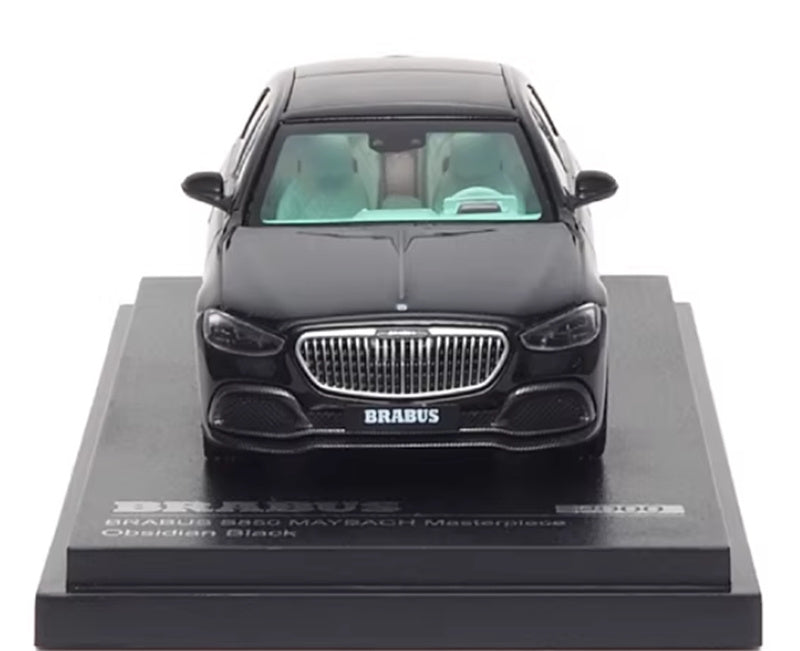 Almost Real BRABUS S850 Maybach Masterpiece 2023 Obsidian Black -Green interior 1:64 Car Pre-built Airliner Model Display view7