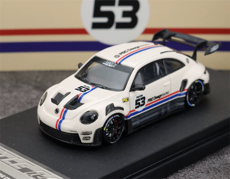 1:64 Porsche 911 992 GT3 Beetle RS milky white Herbie 53# TimeMicro x PSC DESIGN Limited Edition DIECAST Civil Car Model