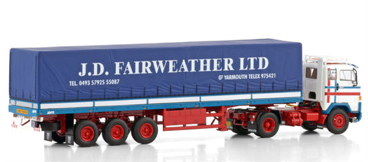 WSI VOLVO F89 4X2 CLASSIC CURTAINSIDER TRAILER - 3 AXLE Fairweather 1:50 Truck Pre-built Model