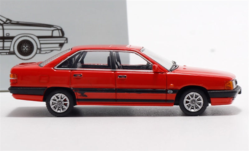 Rhino Model 1989 Audi 100 C3 Red 1:64 Car Pre-built Model view3