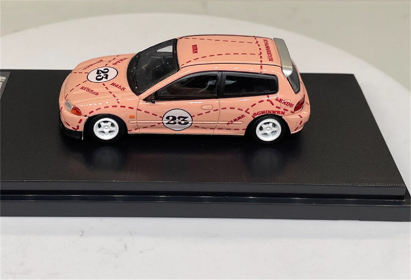 SW Honda Civic EG6 Pink Pig Coating 23# Limited Edition 500PCS ONLY 1:64 Car Pre-built Model view7