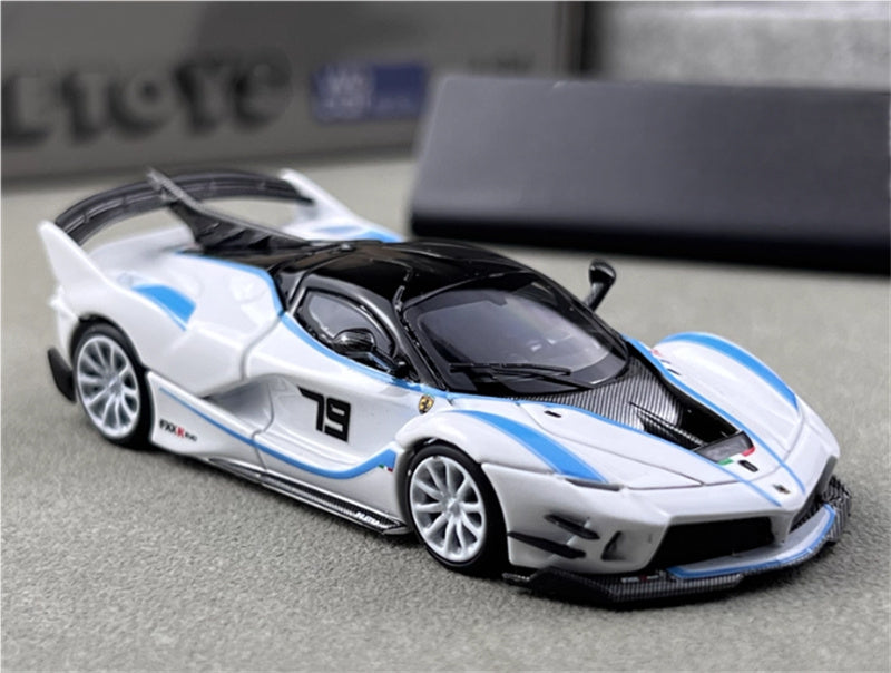 Little Toys Ferrari FXX-K EVO Supercar Limited Edition 399PCS ONLY White Blue Line #79 Special Edition 1:64 Car Pre-built Model view5