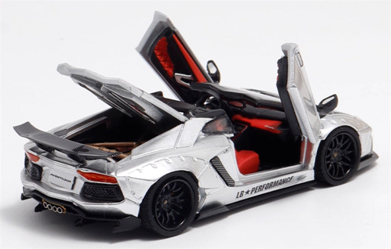 Rhino Model Lamborghini AVENTADOR LP700-4 LBWK Supercar Full Open Edition Limited Edition 499PCS ONLY silver 1:64 Car Pre-built Model view4