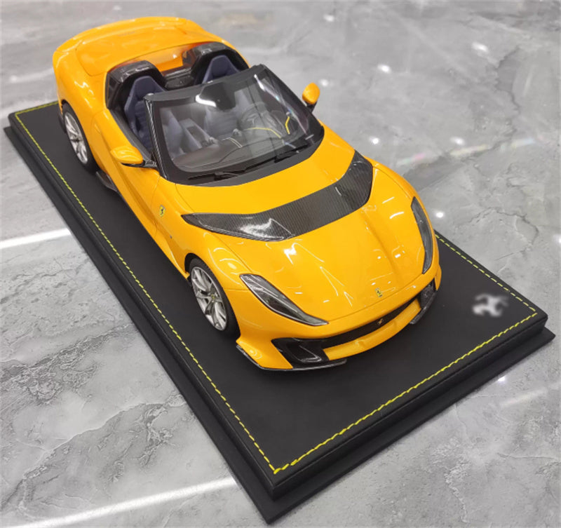 BBR MODELS Ferrari 812 Competitione A Convertible Edition Metallic yellow Silver Wheel Blue calipers Limited Edition 15PCS ONLY Leather base 1:18 Car Pre-built Model view4