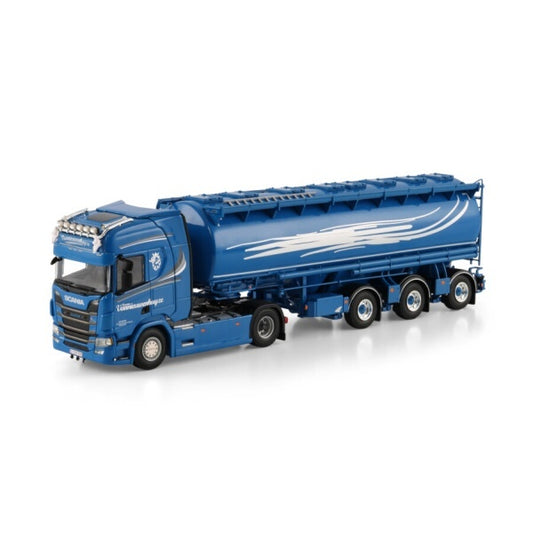1:50 SCANIA VANNIEUWENHUYZE R CR20H 4X2 ANIMALFEED TRAILER 3 AXLE WSI  Dark blue Diecast Model
