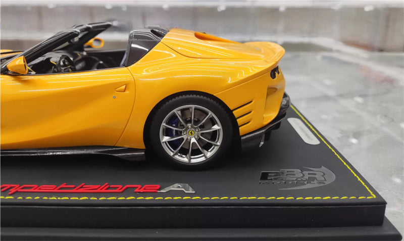 BBR MODELS Ferrari 812 Competitione A Convertible Edition Metallic yellow Silver Wheel Blue calipers Limited Edition 15PCS ONLY Leather base 1:18 Car Pre-built Model view7