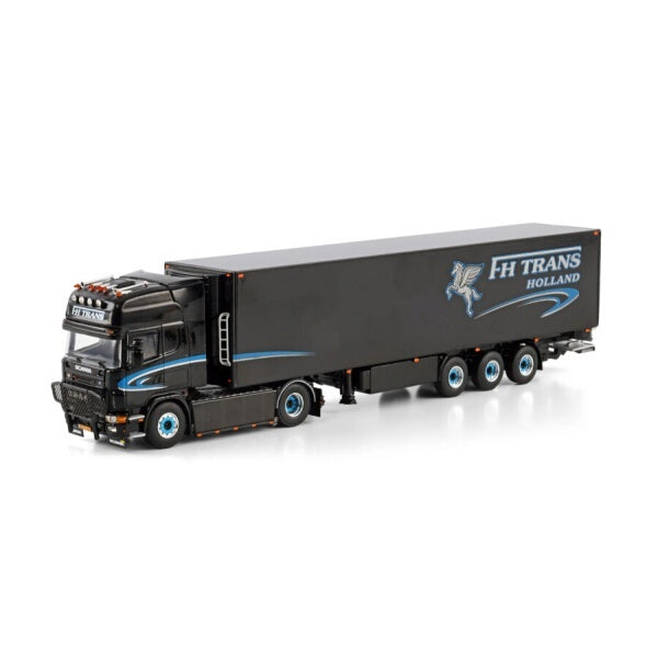 1:50 SCANIA FH TRANS 4 series 4X2 REEFER TRAILER 3 AXLE WSI  Black Diecast Model