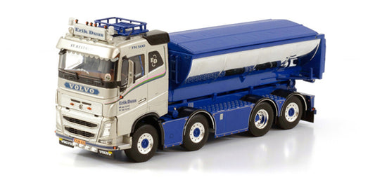 WSI VOLVO FH4 SLEEPER CAB 8X2 CABLE LIFT SYSTEM (RESIN) + HOOKLIFT CONTAINER ASPHALT ERIK DUUS 1:50 Truck Pre-built Model