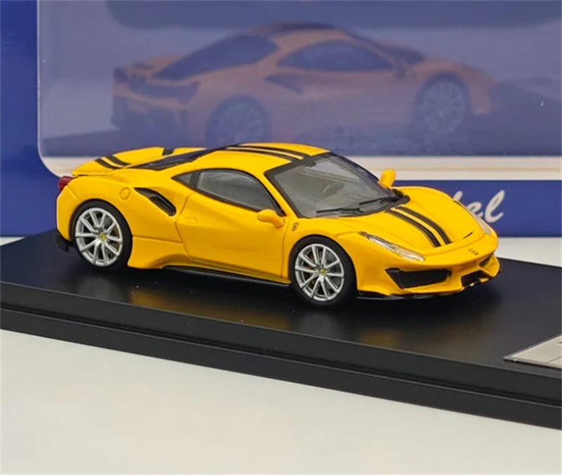 Ichiban Model Ferrari 488 Novitec Pista Yellow Super Racing Limited Edition 399pcs ONLY 1:64 Car Pre-built Model