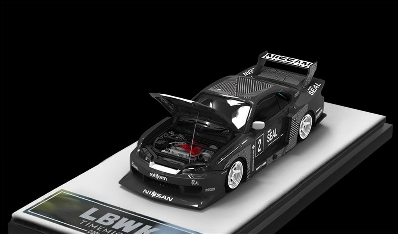 TIMEMICRO Nissan S15 LBWK wide body black 2# Limited Edition 2000PCS ONLY 1:64 Car Pre-built Model view1