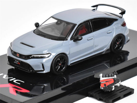 Hobby JAPAN Honda CIVIC TYPE R (FL5) with Engine Gray Pearl 1:64 Car Pre-built Model view1