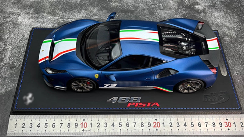 BBR MODELS Ferrari 488 Pista #73 Abu Dhabi Blue Limited Edition Leather base 1:18 Car Pre-built Model view5