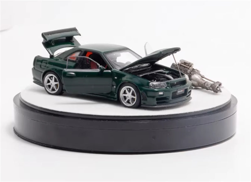 1:64 Nissan Nismo GTR R34 Z-TUNE Luxury Box Limited Edition 999pcs ONLY  British Green PGM x onemodel DIECAST Model