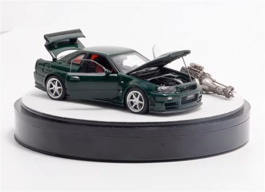 1:64 Nissan Nismo GTR R34 Z-TUNE Luxury Box Limited Edition 999pcs ONLY  British Green PGM x onemodel DIECAST Model