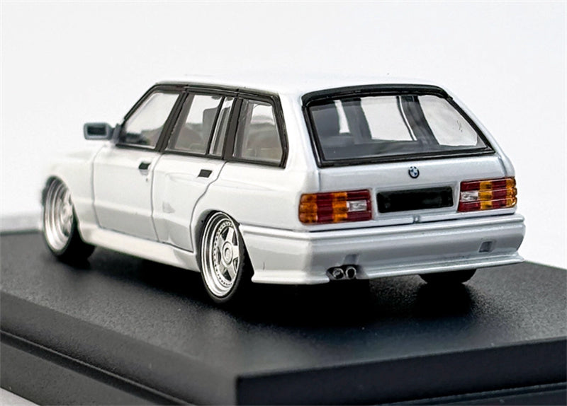 Mortal BMW E30 3 Series Touring Lowered Version version Openable Hood Pearl white Limited Edition 499PCS ONLY 1:64 Car Pre-built Model view3