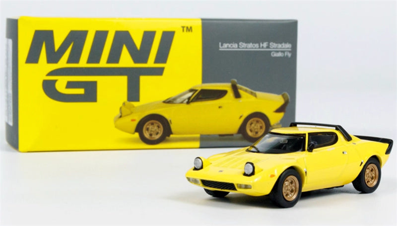 MINIGT Lancia Stratos HF Stradale Giallo FLY Standing lamp version color box packaging 1:64 Car Pre-built Model view8