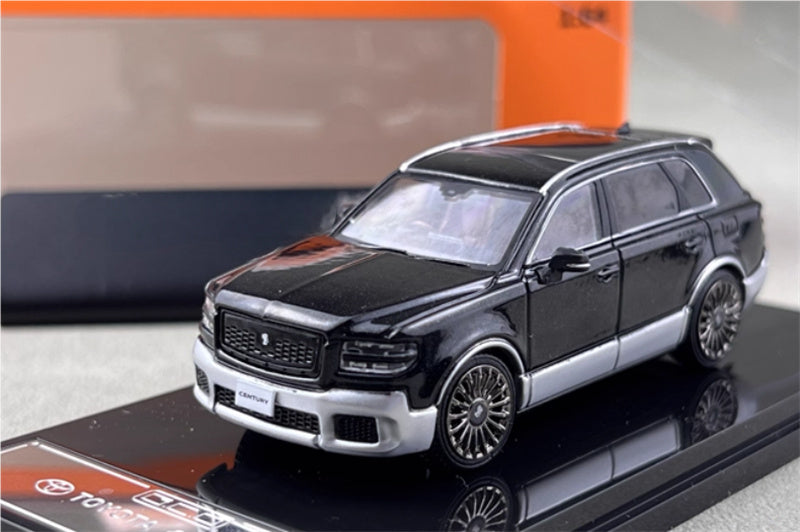GCD Toyota Century 3rd Generation G70 SUV black silver right hand drive 1:64 Car Pre-built Model view1
