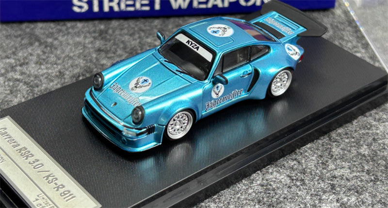 SW Porsche Carrera 911 KS-R modified Wild Ice Blue Limited Edition 999PCS ONLY 1:64 car Pre-built Model view1