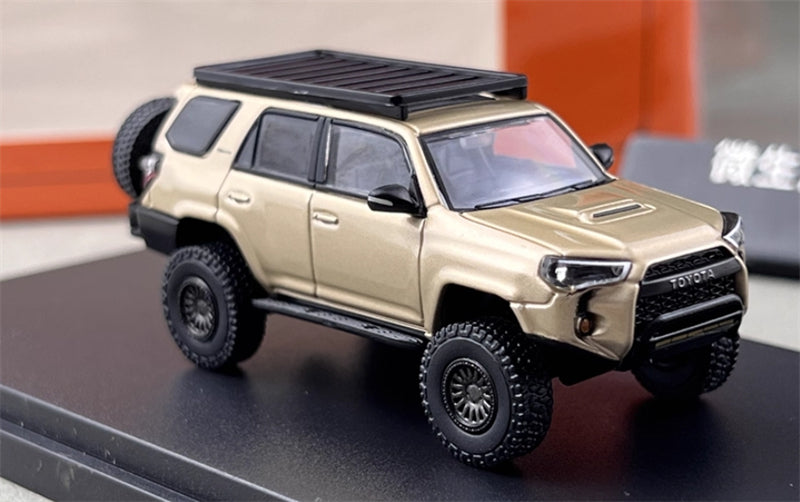 GCD Toyota 4Runner TRD PRO Overland SUV Modified Version Champagne w/ 18 Parts LHD 1:64 Car Pre-built Model view6