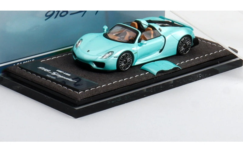 1:64 Porsche 918 Spyder Turquoise Green TOP LUX Convertible DIECAST Car Model