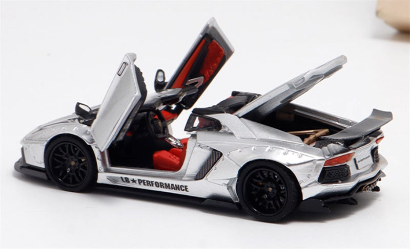 Rhino Model Lamborghini AVENTADOR LP700-4 LBWK Supercar Full Open Edition Limited Edition 499PCS ONLY silver 1:64 Car Pre-built Model view2