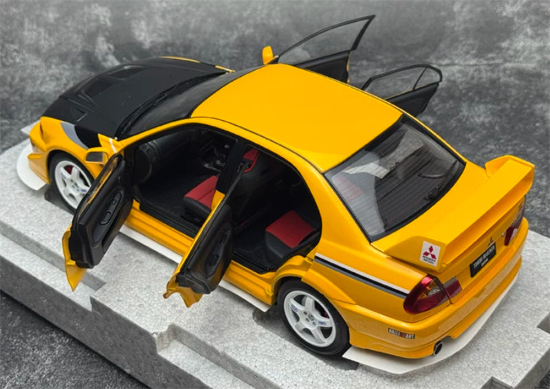 1:18 Mitsubishi Lancer Evolution VI (6.5) GSR T.M.E  Yellow Carbon Cover w/ Stripe MOTORHELIX Limited Edition 499PCS ONLY DIECAST Model