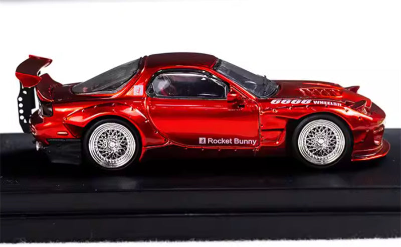 Master Mazda RX-7 FC3S Rocket Runny Pandem Transparent Red Limited Edition 1:64 Car Pre-built Airliner Model Display view3