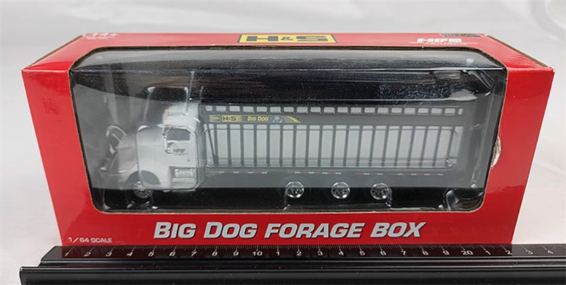 SpecCast Helle Farm Equipment H&S Big Dog age Box on White Peterbilt 385 1:64 Truck Pre-built Model