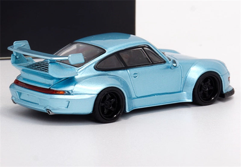 TPC Porsche 911 RWB 993 Widebody Conversion Limited Edition 500PCS ONLY Ice Blue - Black Wheel 1:64 Car Pre-built Model view2